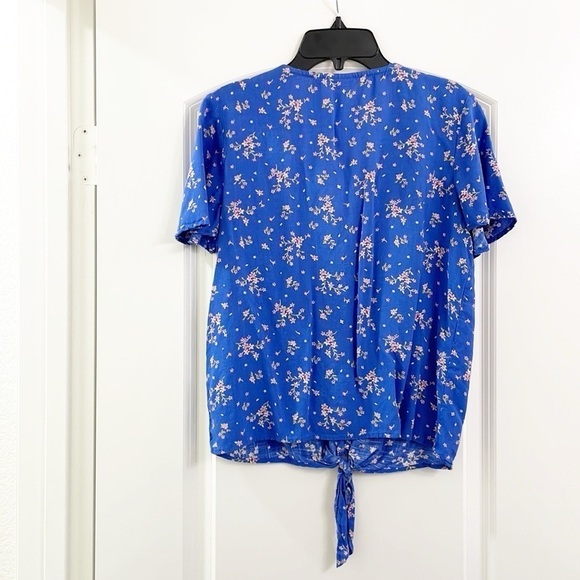 SO blue floral print front knot top - Picture 2 of 4